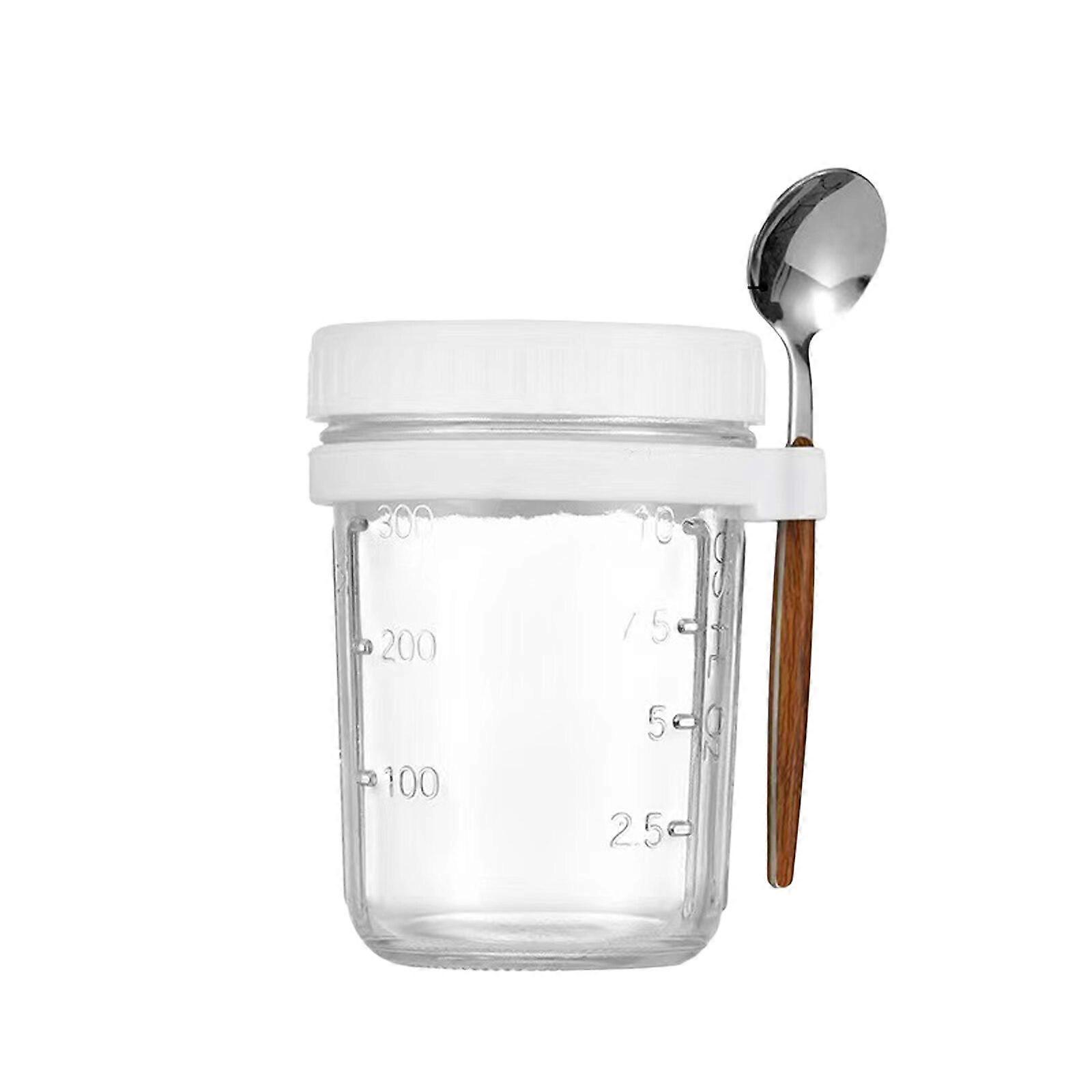 10oz Oatmeal Jars with Lid and Spoon Large Capacity Overnight Oats Jars Container