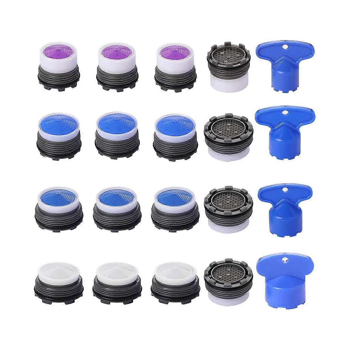 20Pcs Faucet Aerators, M16.5 .5 M21.5 M24 Faucet Cache Aerator Water Saving Flow Restrictor with Ke