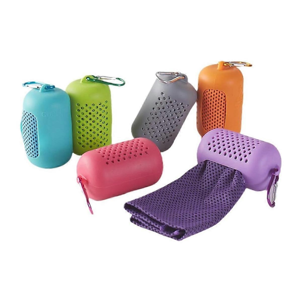 Portable Mini Silicone Polyester Fiber Outdoor Cooling Towel Fitness Gym Running Quick Dry