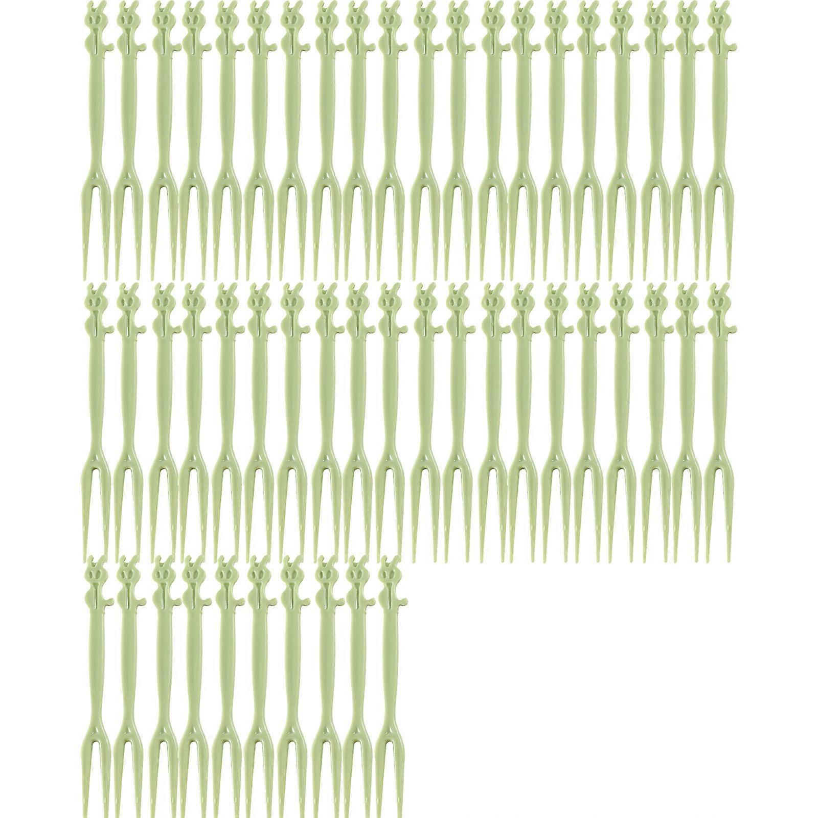 50pcs Fruit Fork Disposable Plastic Fork Two Tooth Fork Dessert Cake Fork