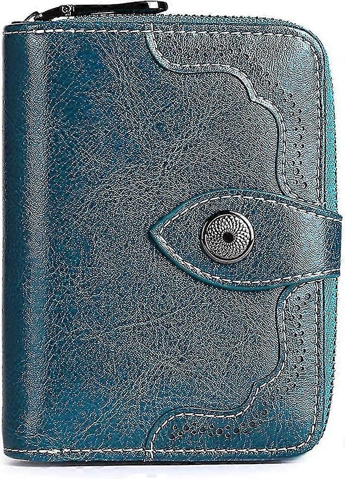 Women's Small Leather Bifold Wallet With Rfid Blocking (blue)