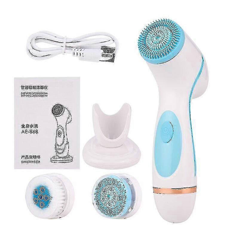 Convenient 3 In 1 Electric Facial Cleansing Brush Silicone Rotating Face Brush Deep Cleaning Skin Peeling Massager Cleanser Exfoliation