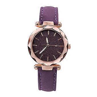 Dames Casual Fashion Quartz Horloge Sky Twinkling Dial Lederen Riem Horloge