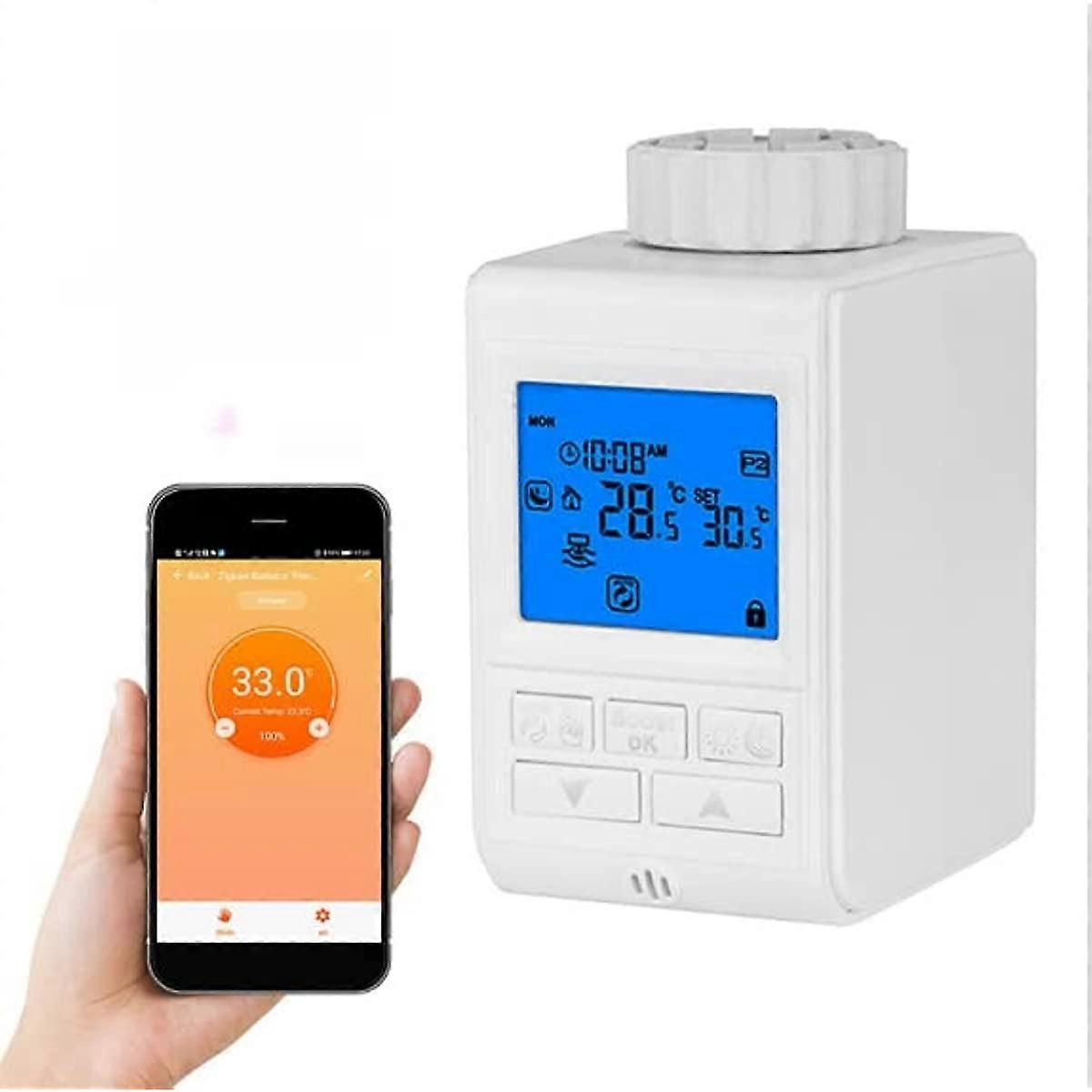 Radiator Thermostat Hancaner Zigbee TRV Thermostatic Radiator Valves Weekly Programmable App Control Compatible with Alexa