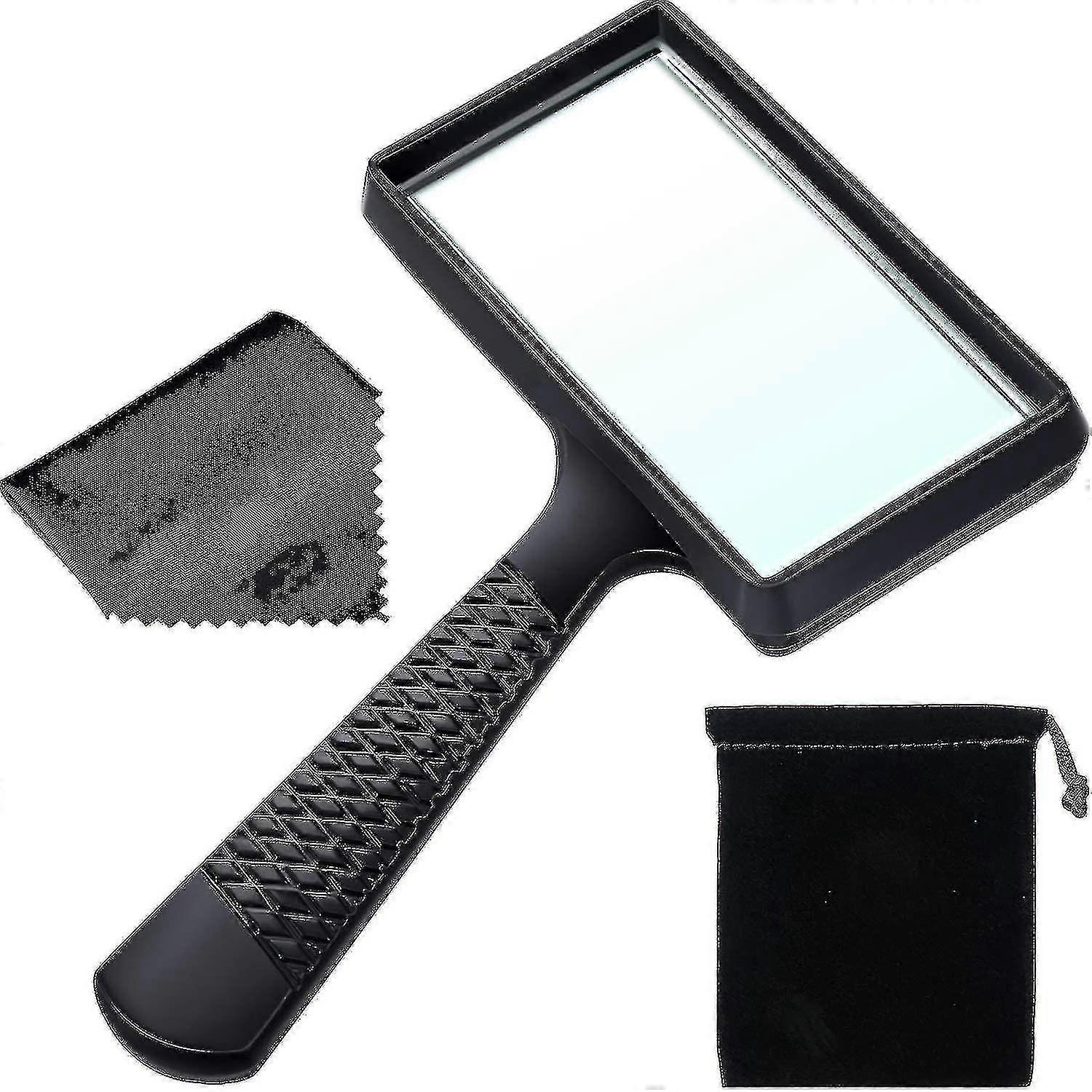 5x Handheld Magnifier, 3.77 X 1.89 Inch Rectangular Magnifying Glass, Scratch