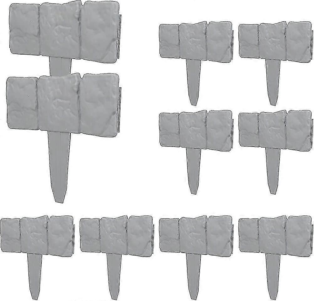 10 Pcs Fence Edging Gray 2.5 Meter Palisade Stone Effect Lawn Fenceedging Gift