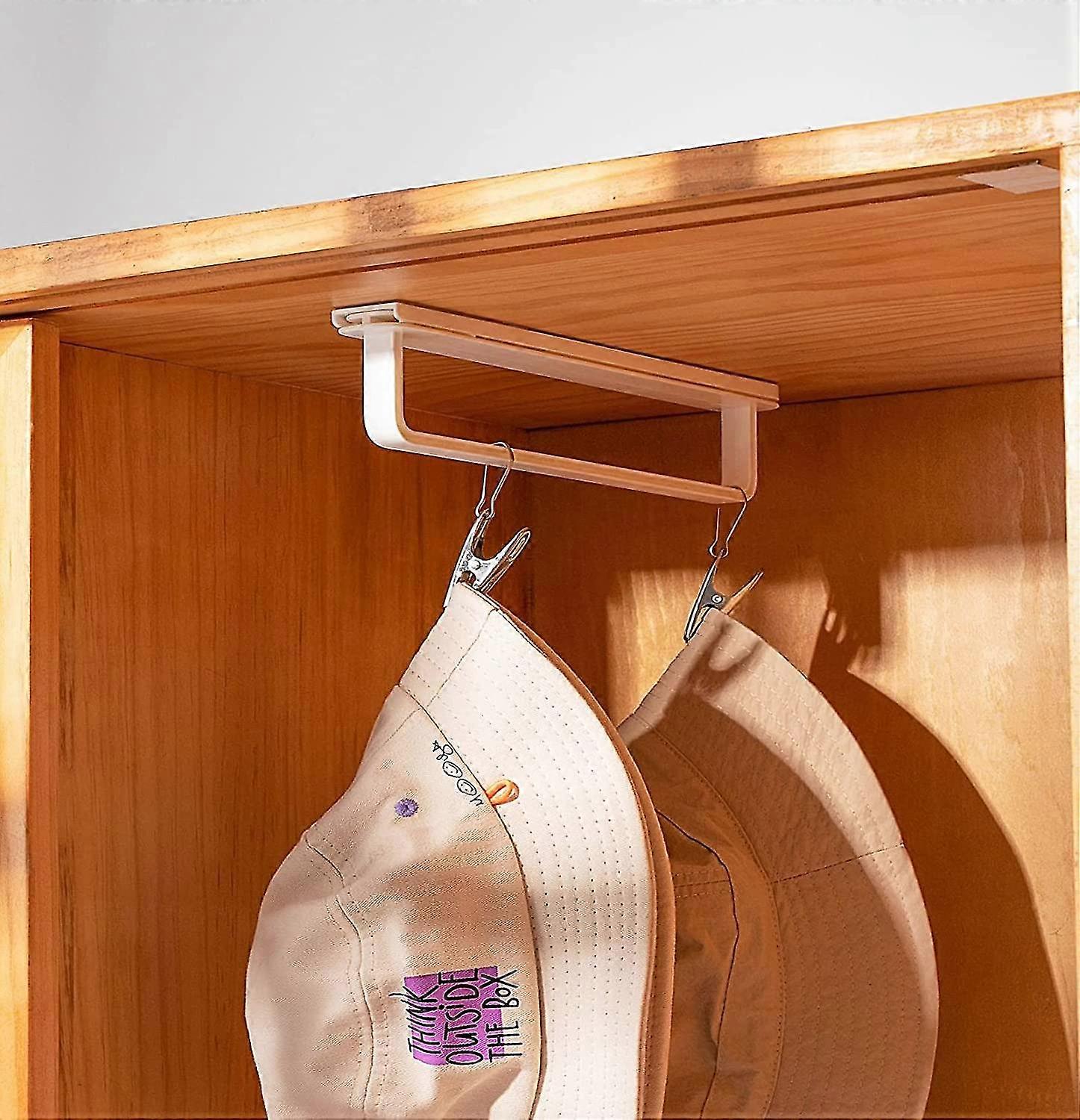 No-hole Wall Mounted Pull-out Closet Towel Rack Slipper Rack White Closet Rail Multi-functional Storage Rod