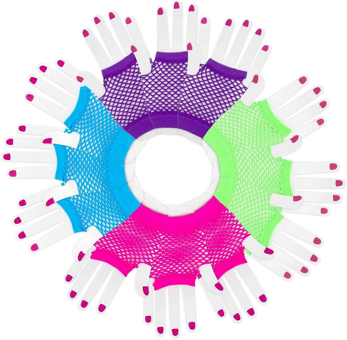 Neon Wrist Gloves, Fingerless Goddess Fishnet