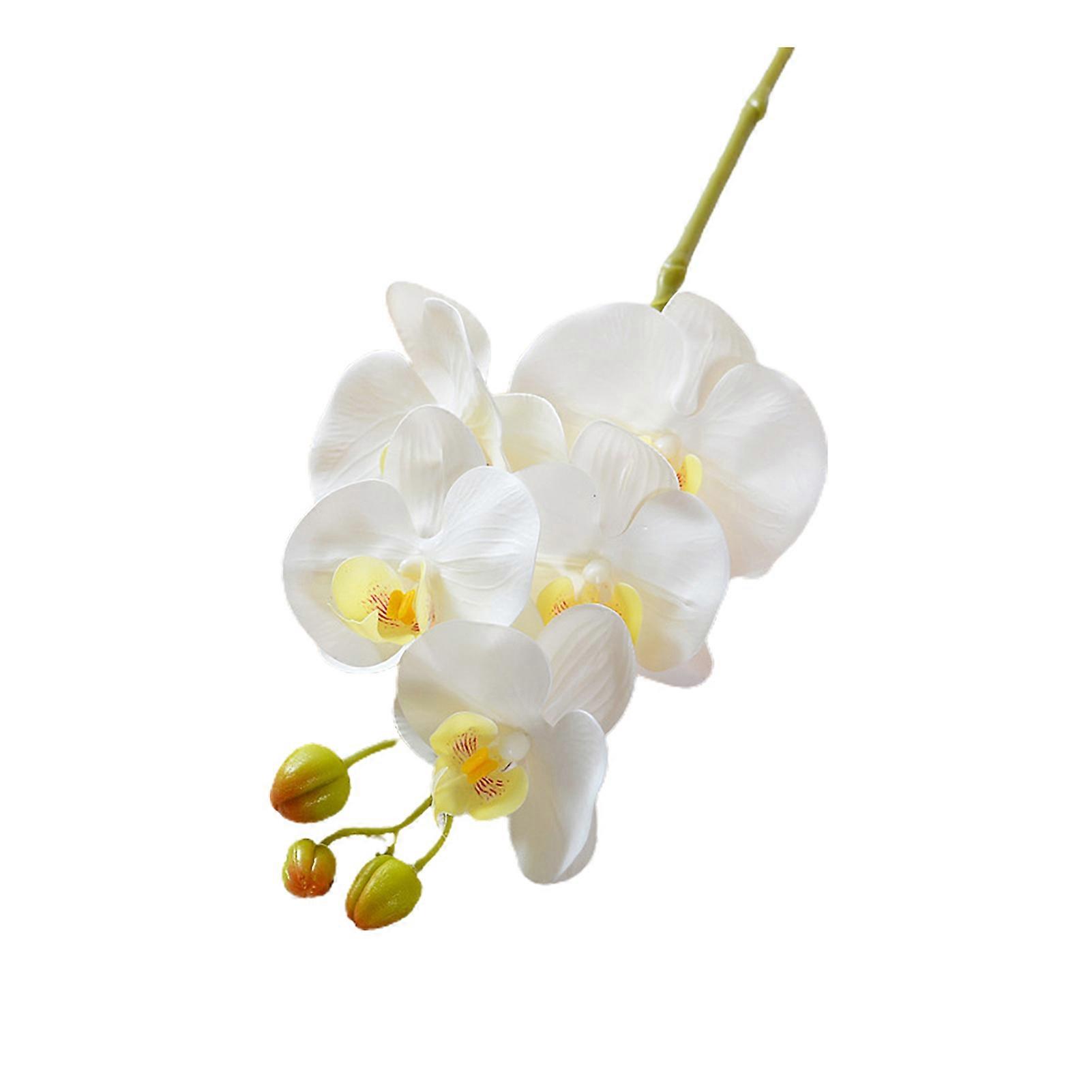 Artificial Moth Orchids with Stem Realistic 5 Head Fake Phalaenopsis Flower Home Office Table Centerpiece Faux Flower Branch Floral Arrangement Decora