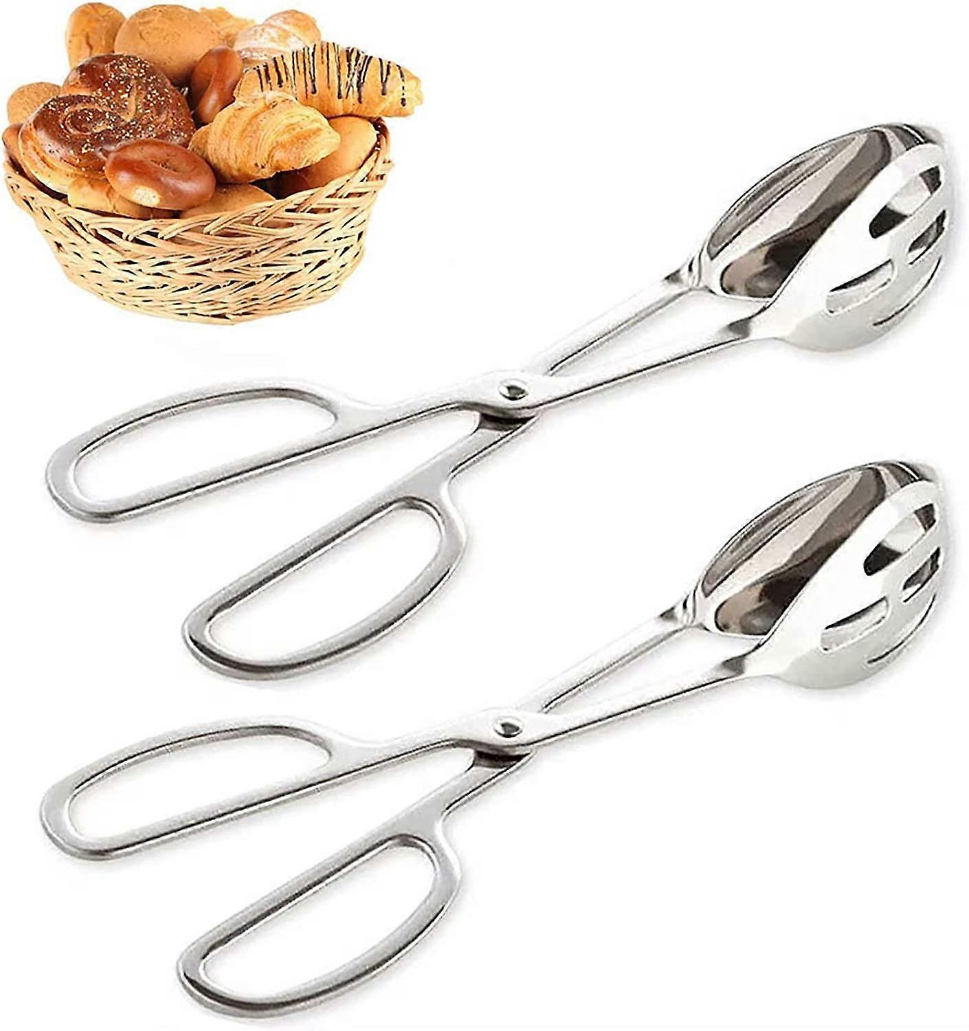 2 Kitchen Tongs, Double-Sided Hollow Clip