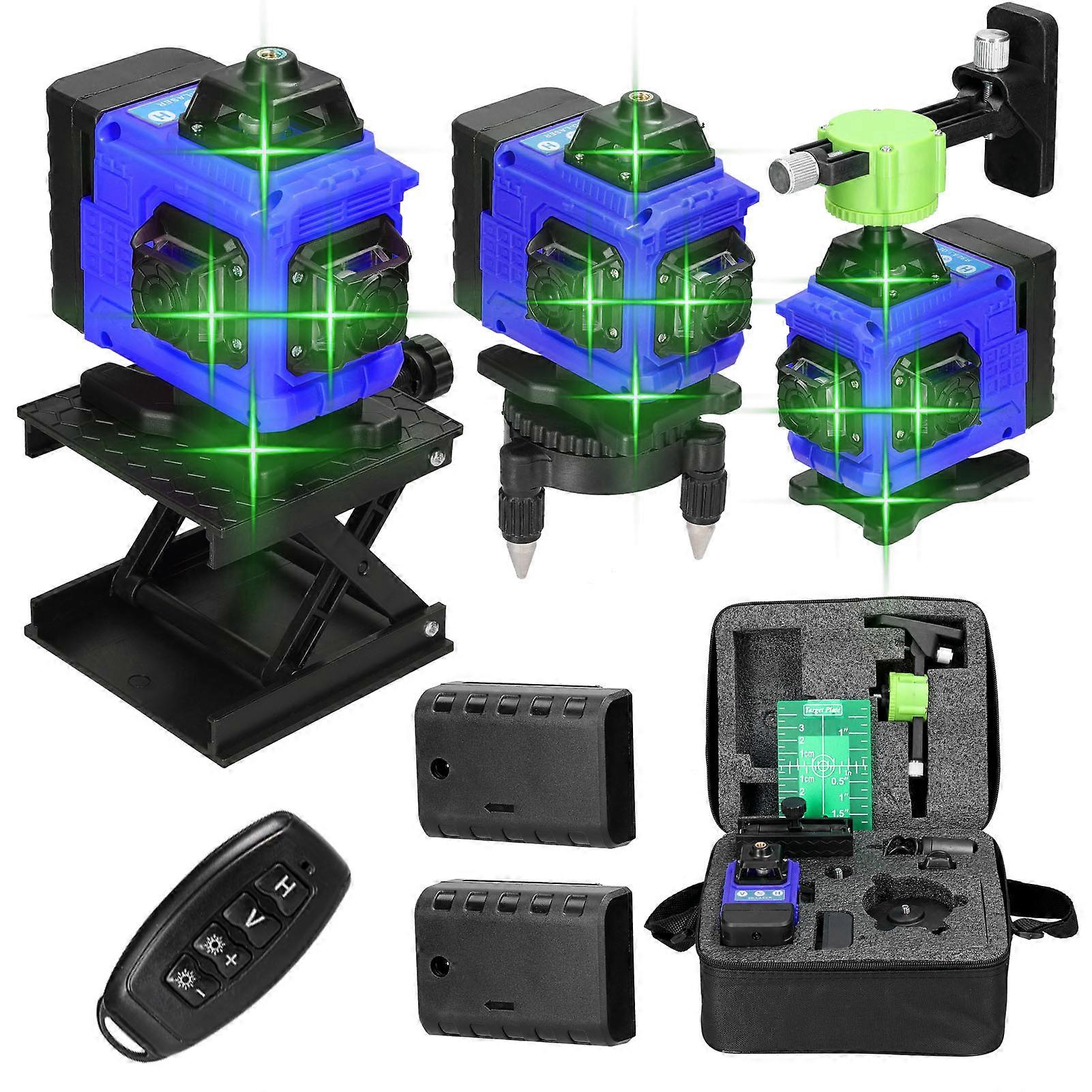 4D 16 Lines Laser Level Self-leveling Leveling Tool Horizontal Vertical Cross Lines With Battery Wall Bracket Remote Level Laser