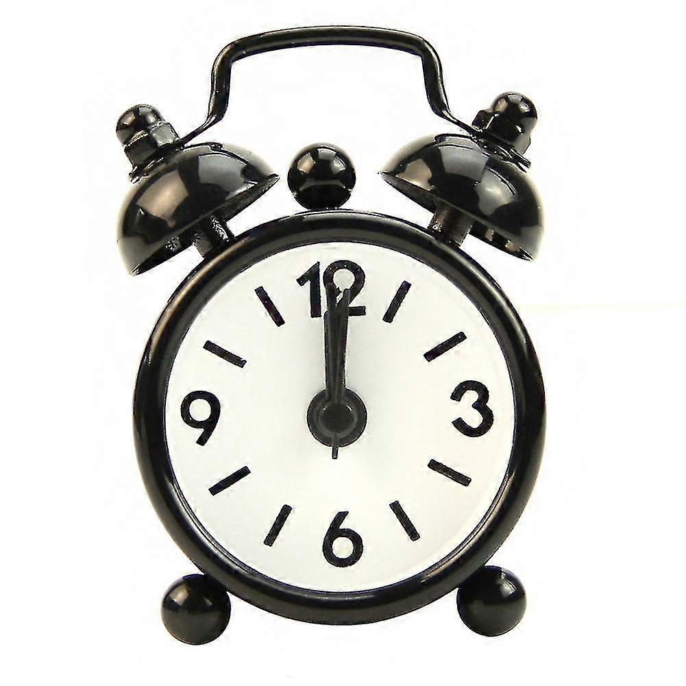 Classic Home Cute Battery Operated Analog Mini Round Bedside Desk Alarm Clock