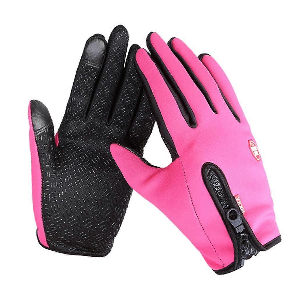 Thermal Windproof Waterproof Winter Gloves Touch Screen Mittens Pink M