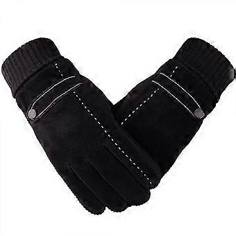 Schwarze warme Winterhandschuhe, winddichte Herrenhandschuhe