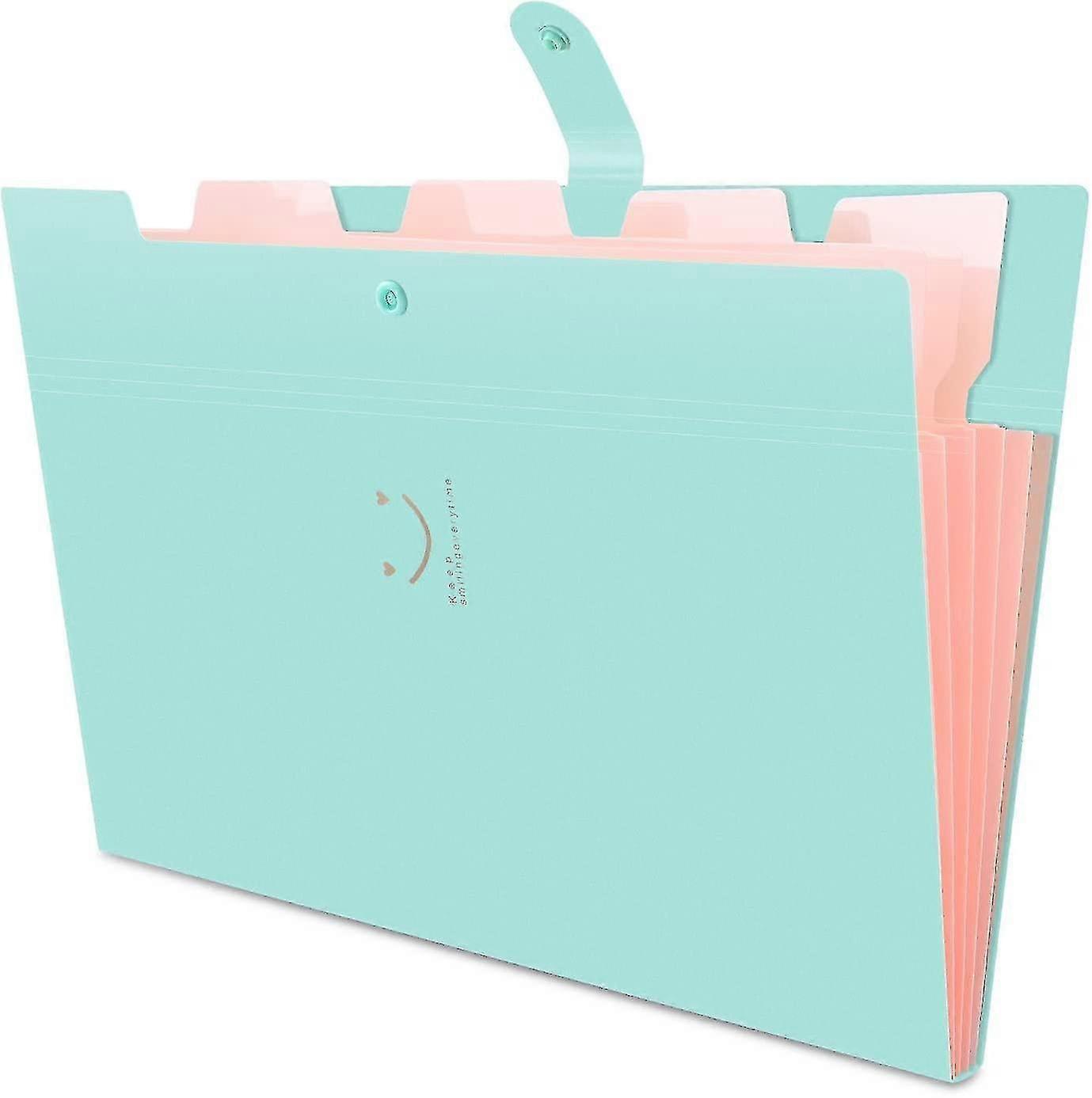 1 X Expansion Folder A4 Paper Accordion Briefcase Buckle Closure 5 Pockets (green)