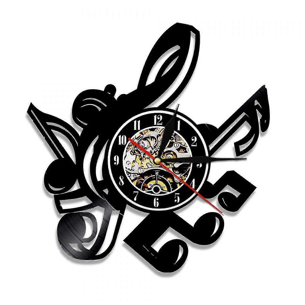 Music Vinyl Record Orologio da parete - Note Pattern Vinyl Wall Clock - Orologio in vinile - Decorazioni da parete del soggiorno - Regali unici per gli amanti della musica