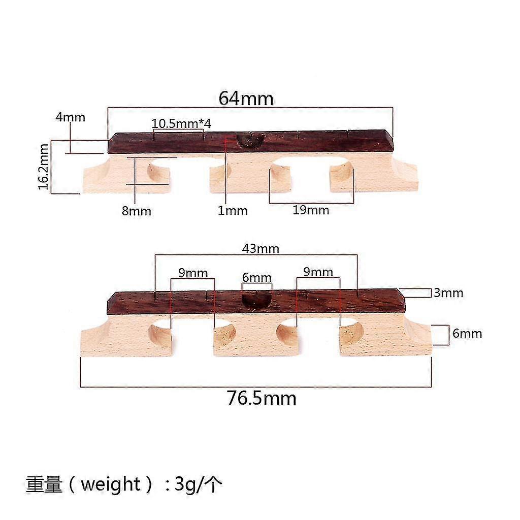 Rose Wood And Maple Banjo Bridge 5 String 3 Footed Pack Of 2 Pcs
