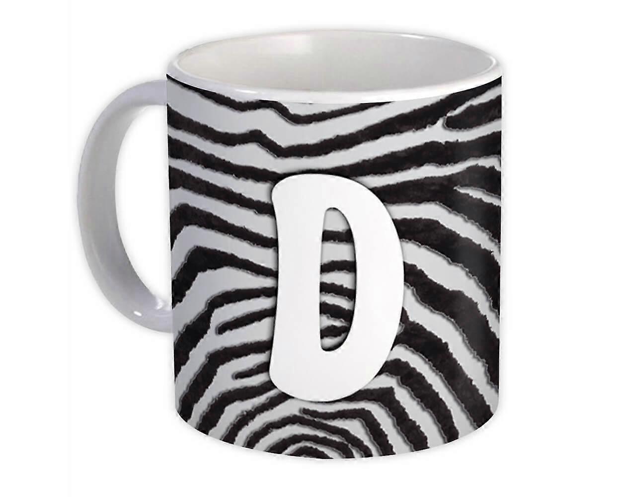 هدية القدح: مونوغرام حرف D حمار وحشي
