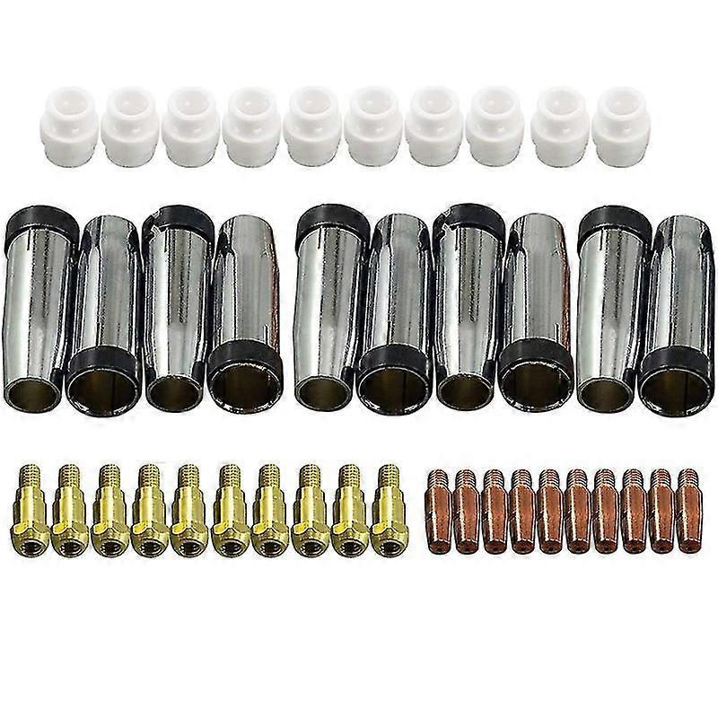 40Pcs Consumables Tip+Electrode+Shield Cups Gas Ring for Binzel Mig 24Kd Torch Use for Mig Welding