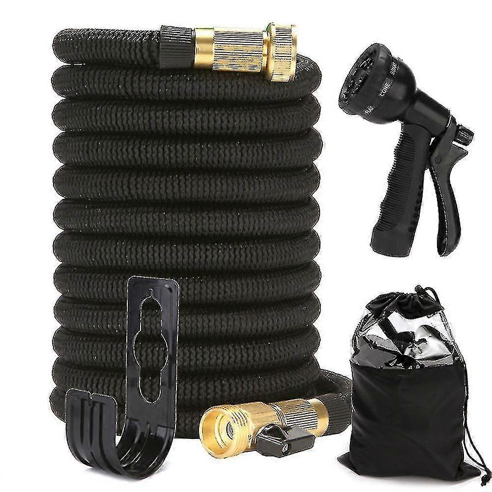 خرطوم حديقة قابل للسحب ، فوهة رش متعددة الوظائف لسقي الحديقة ، دش الحيوانات الأليفة وغسيل السيارات أسود