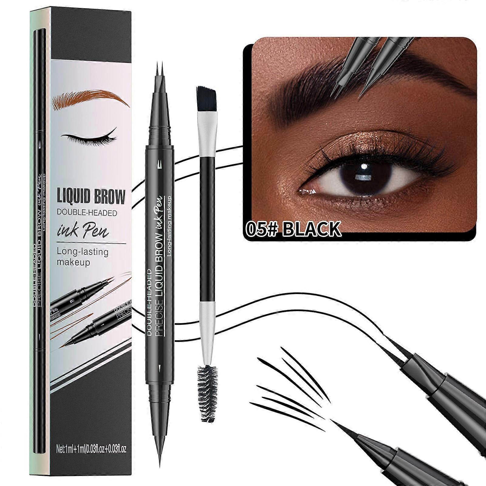 Natural Brow Eyebrow Pen New 2-In-1 Dualended Microblading Eyebrow Pencil With-Fork-Tip And Brush-Tip Create Natural Hair-Like Brows Last All-Day