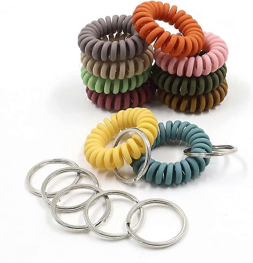 20 Pcs AcserGery Gift Mix Colorful Elastic Wrist Keychain, Plastic Spring