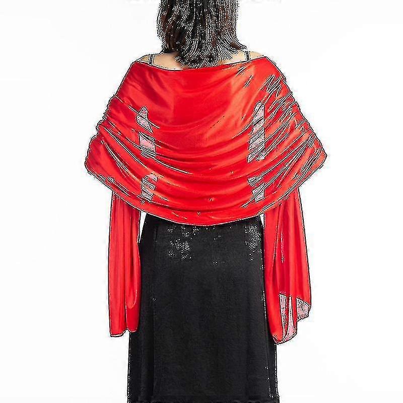 شالات فساتين مساء حزب التفاف الزفاف الساتان اللون النقي كيب