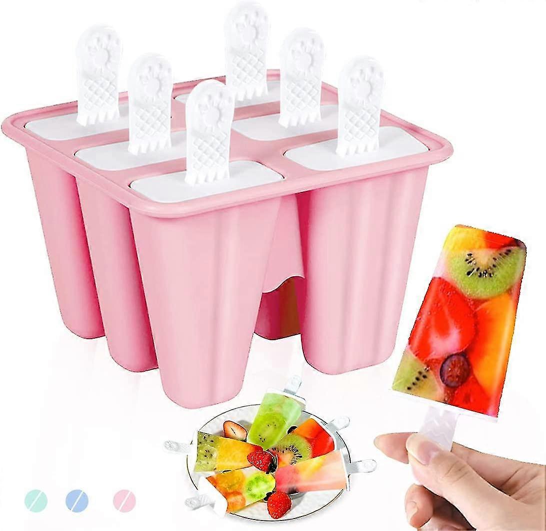 6PCS Silicone Ice Lolly Mould,Diy Reusable Frozen Ice Cream Yogurt Jelly Pop Mo