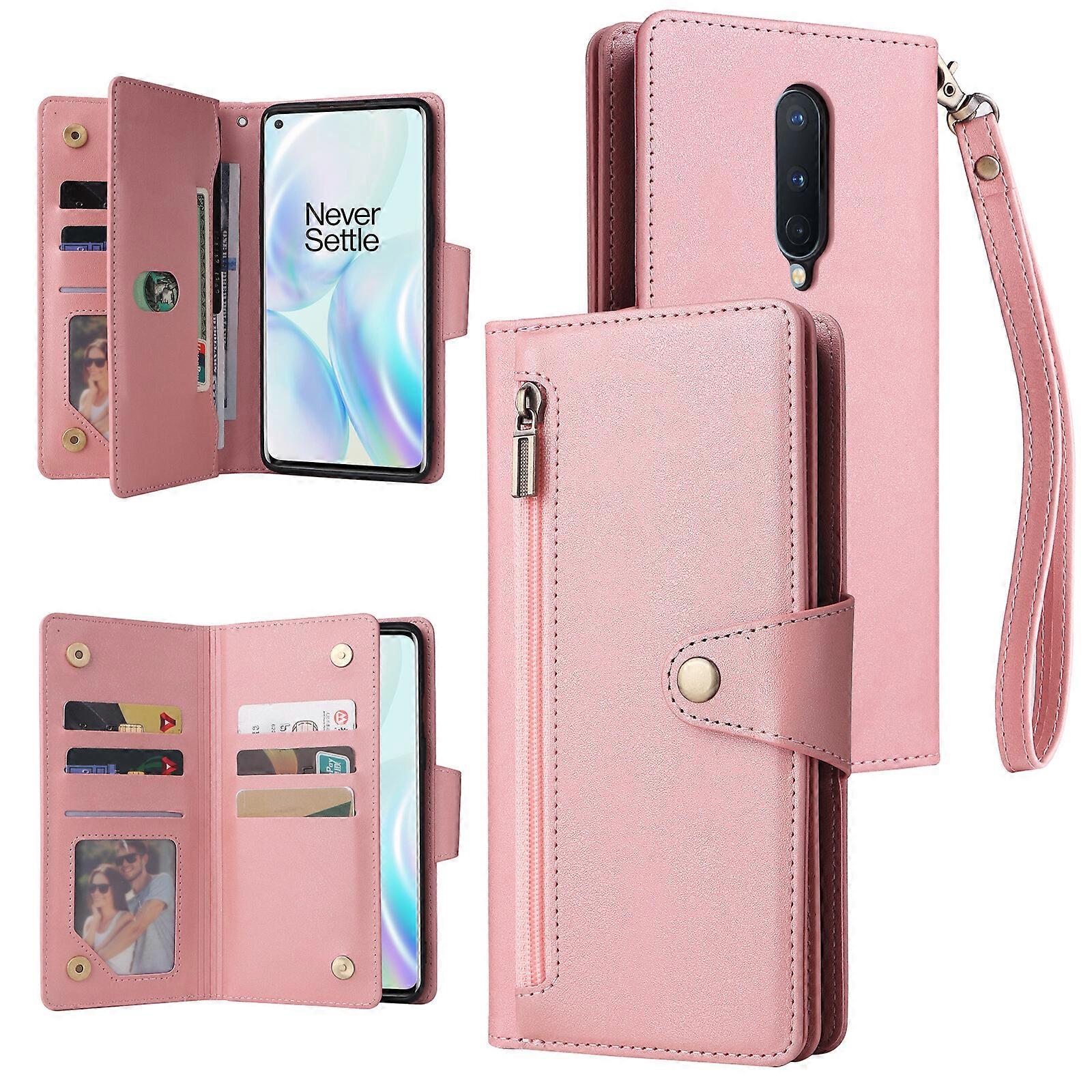 Compatible with OnePlus 8 Case PU Leather Magnetic Flip Zipper Card Holder Wallet Cover