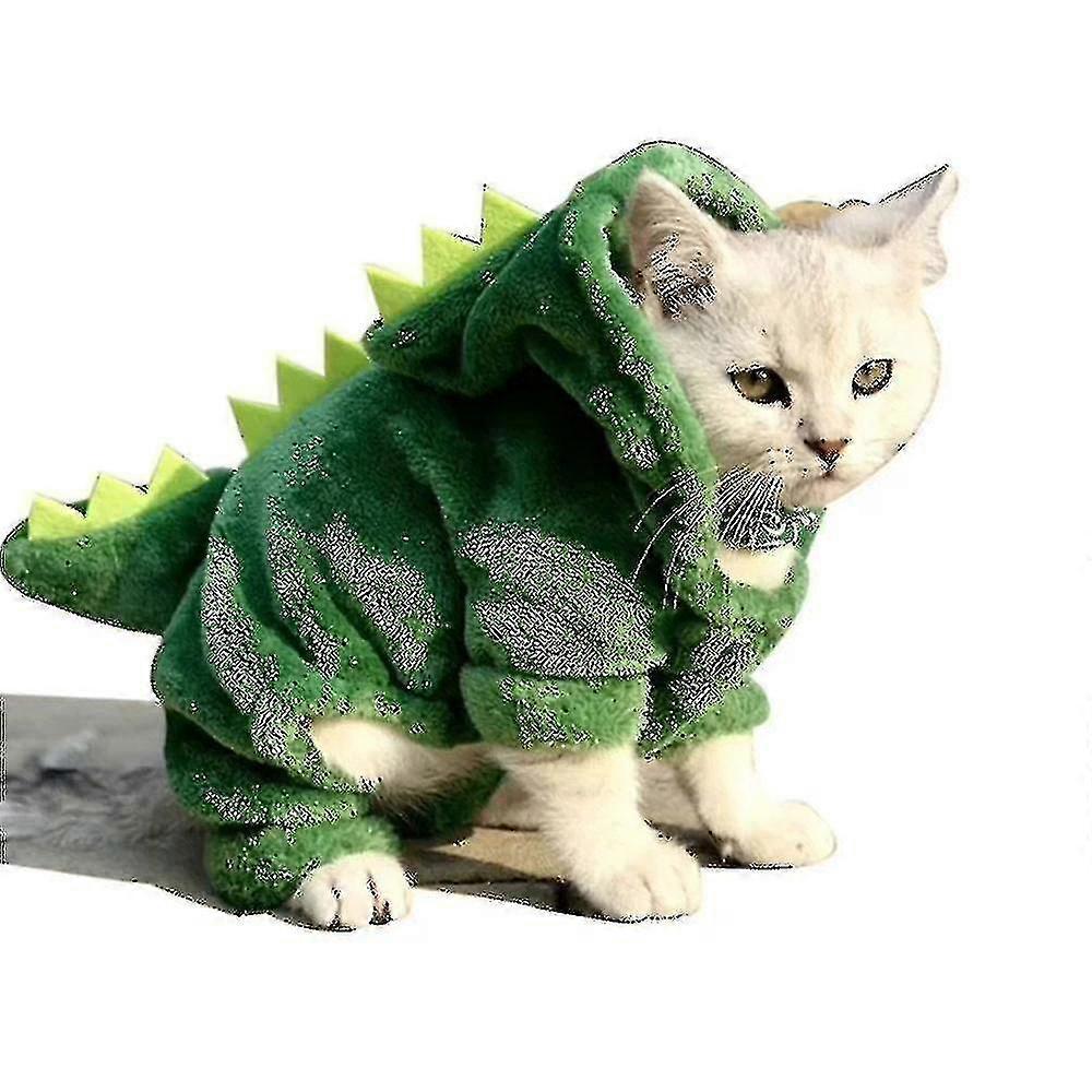 الحيوانات الأليفة القط الشتاء الملابس مضحك ديناصور زي جرو الكلب القط دافئ أفخم معطف الصوف هوديز سترة هريرة الملابس