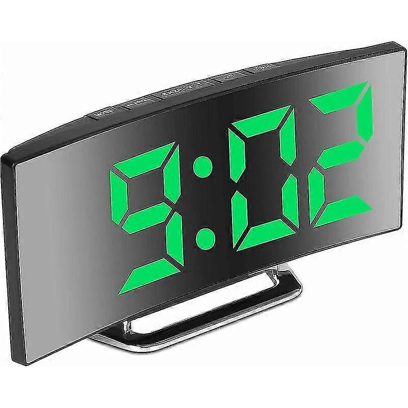 Digital Alarm Clock For Bedrooms, 7'' Led Mirror Screen, 2 Brightness, 12/24h, Temperature, Date, Nightlight, Snooze, Usb Charging And Battery Power (