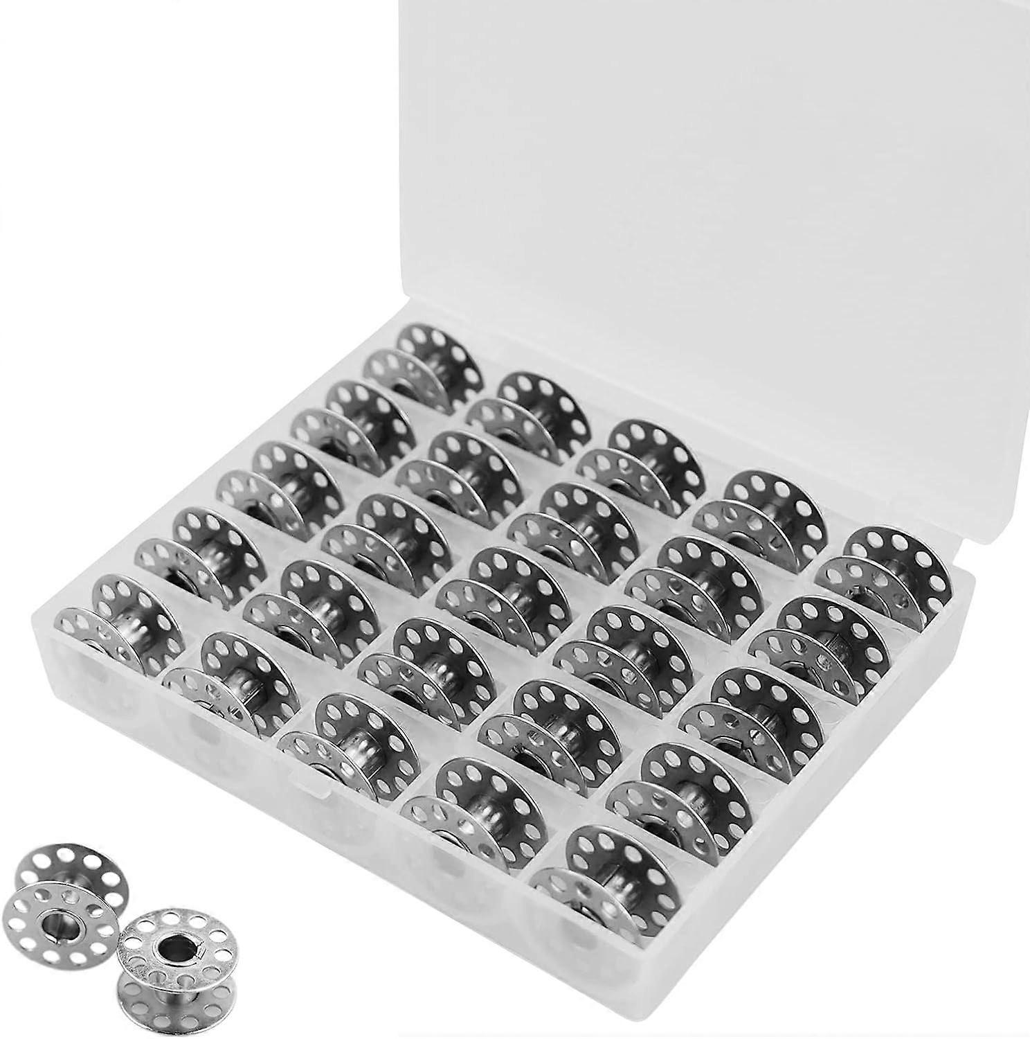 Metal Bobbin Sewing Machine, Empty Bobbin Sewing Machine with Storage Box, Metal Thread Bobbins, 25 Pieces