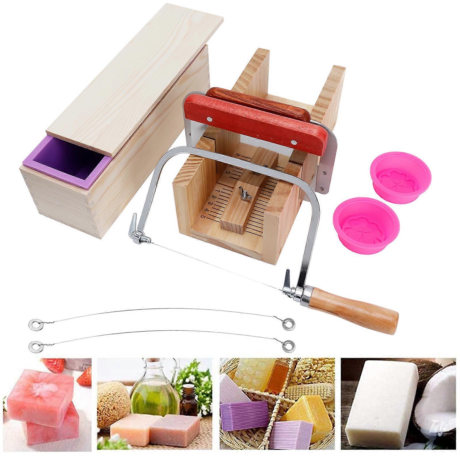 9PCS/Set 1200ml Silicone Soap Molds Kit Wood Bread Cutter DIY Soap Making Cutting Tool