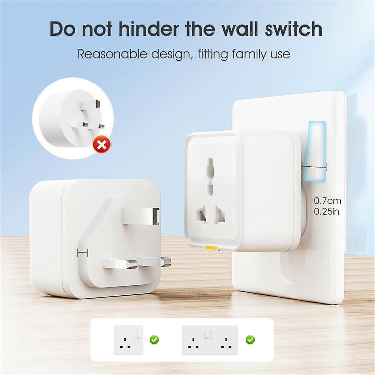 WiFi Smart Socket Universal Plug APP Controls Voice Timing 2.4G Wireless Plug Switch UK Plug