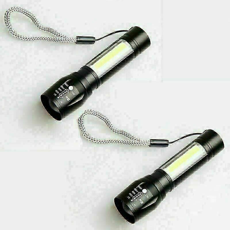 Pack Torch Flashlight, Led Usb Rechargeable Powerful Military Cob Lamp Portable Zoomable Torch For Auto Garage Workshop, Camping, Diy.
