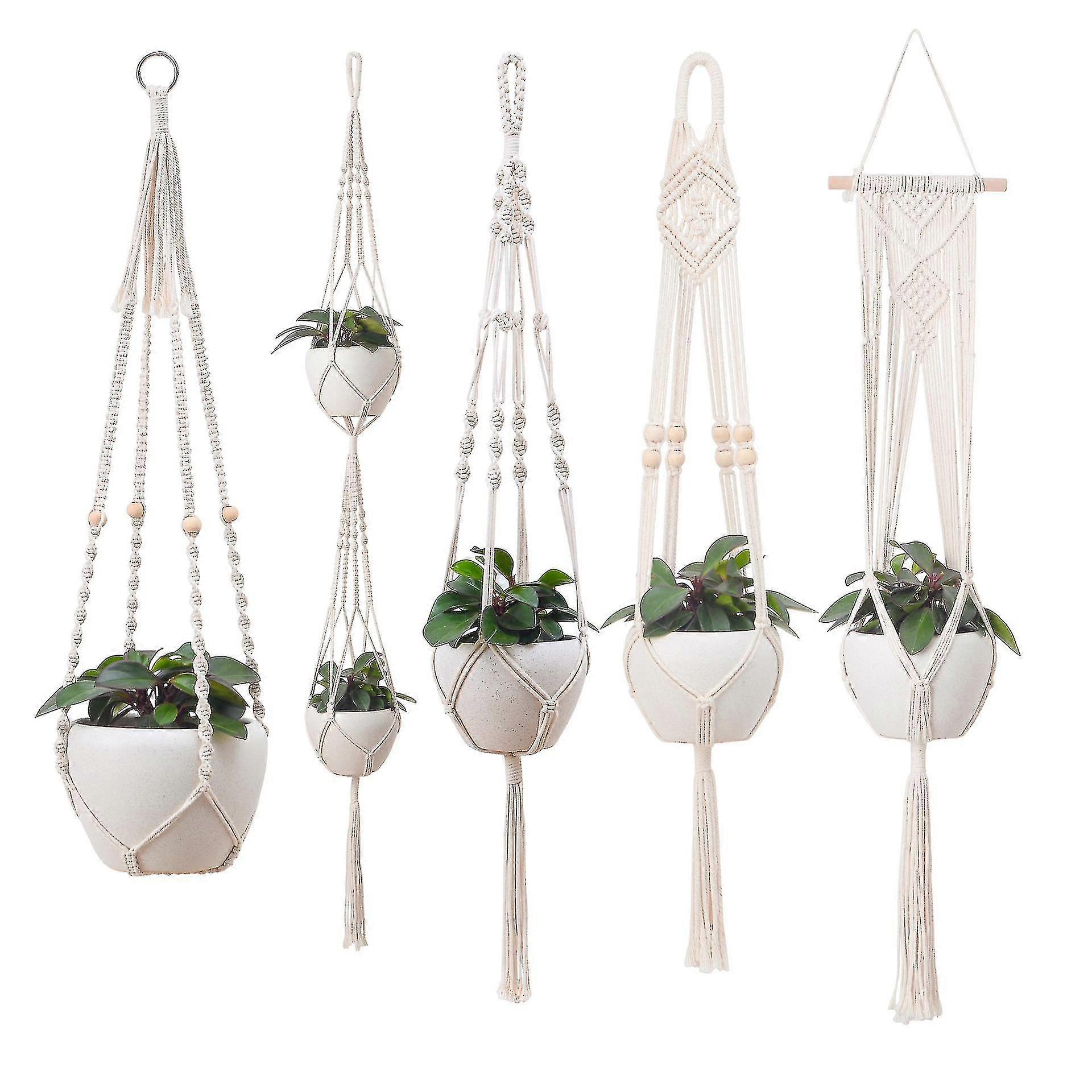 5 Pieces Hanging Basket Rope Plant Hangers Basket Pot Holder