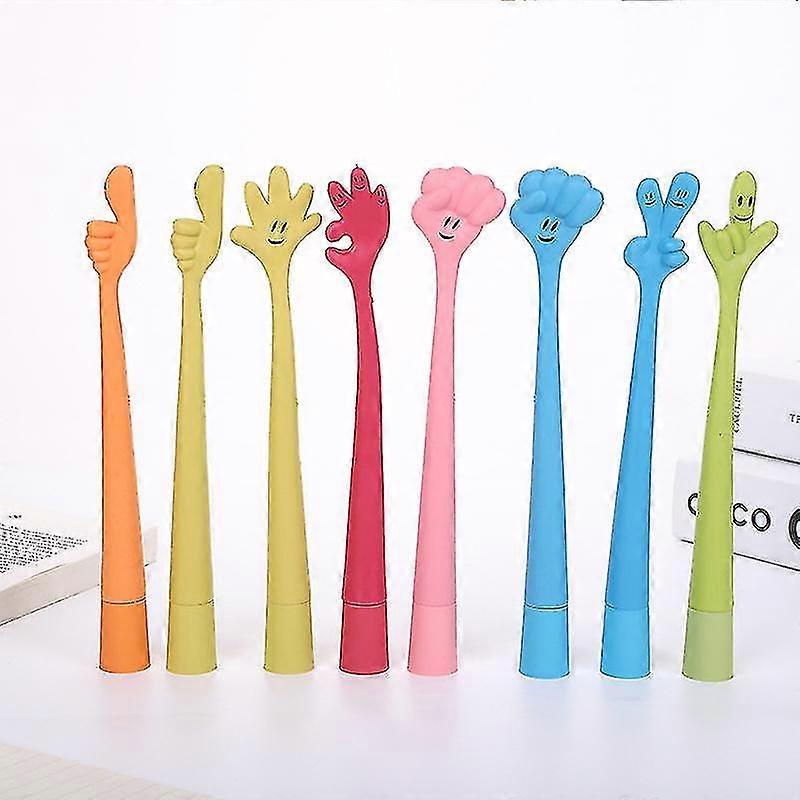8szt Finger Pen Funny Bending Hand Sign Długopisy na prezent dla studentów 0,7 mm czarny atrament