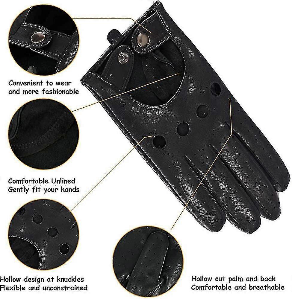 Gants de conduite en cuir non doublé à écran tactile pour hommes