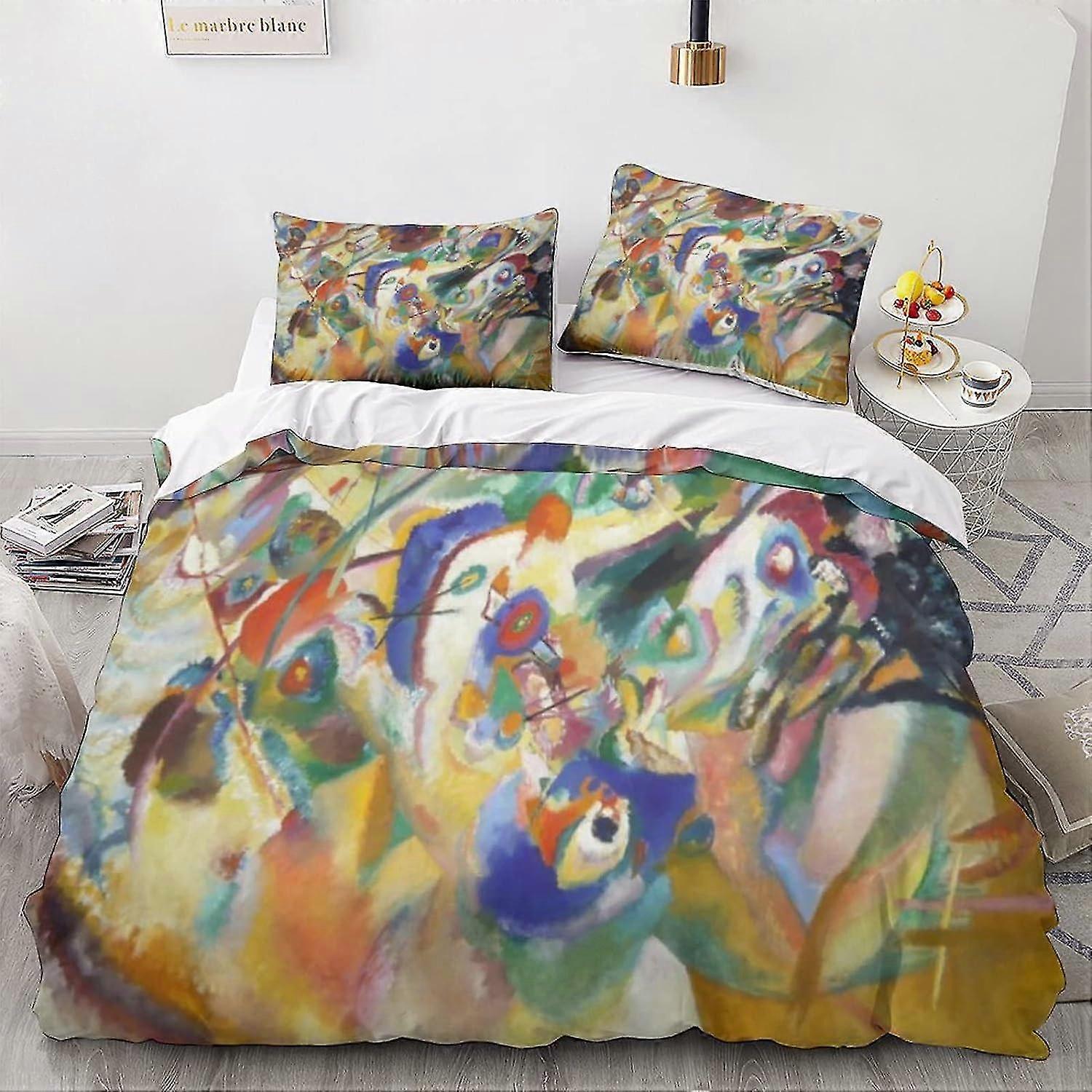 o4570 Lakan Kandinsky Målningar Påslakan Modern 3 st Sängkläder Set Storlek Täcke Överdrag Mönster Sängkläder Set Dubbellakan fVV4570