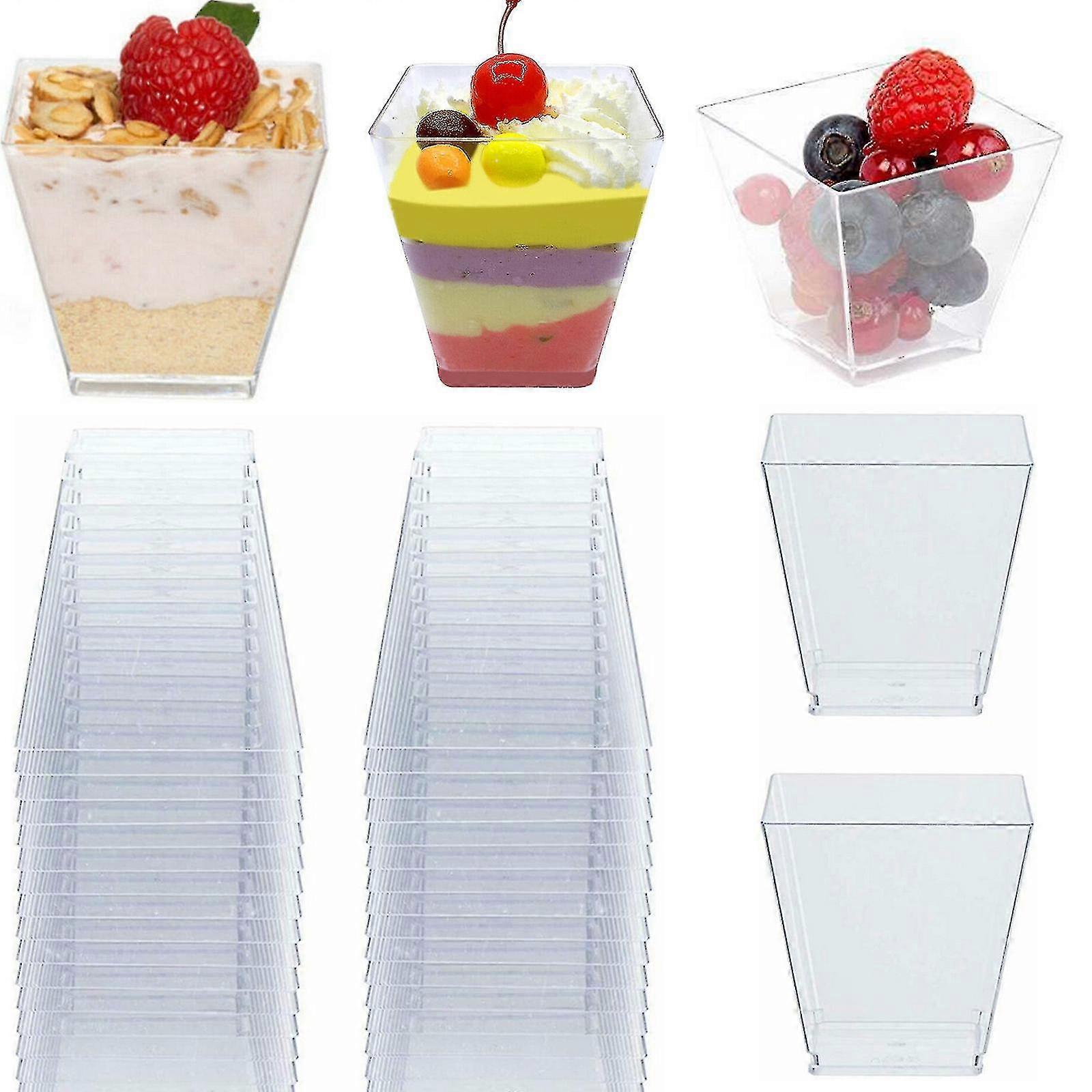 50pcs Plástico transparente desechable fiesta vasos de fiesta postre