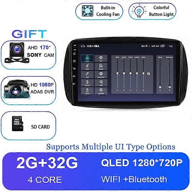 Android 12 Car Radio For Mercedes Smart 453 Fortwo 2014 2015 - 2020 Navigation GPS 2.5D Touch Screen Stereo Headunit Carplay DVD