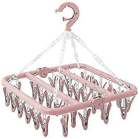 Underwear Hanger With 32 Clips Foldable Clothespin Windproof Hanging Clothes Rack For Baby Clot
