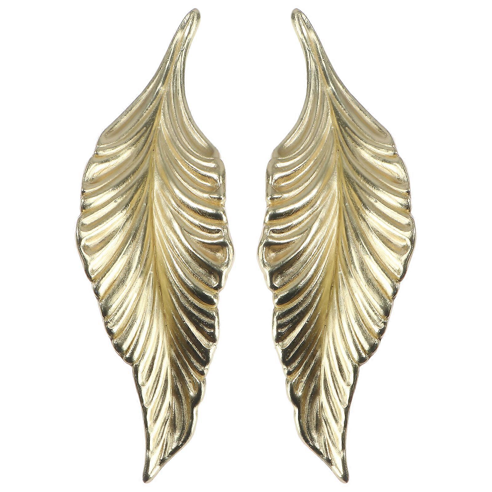 2Pcs Creative Leaf Shaped Door Handle Retro Zinc Alloy Pull Ring for Home