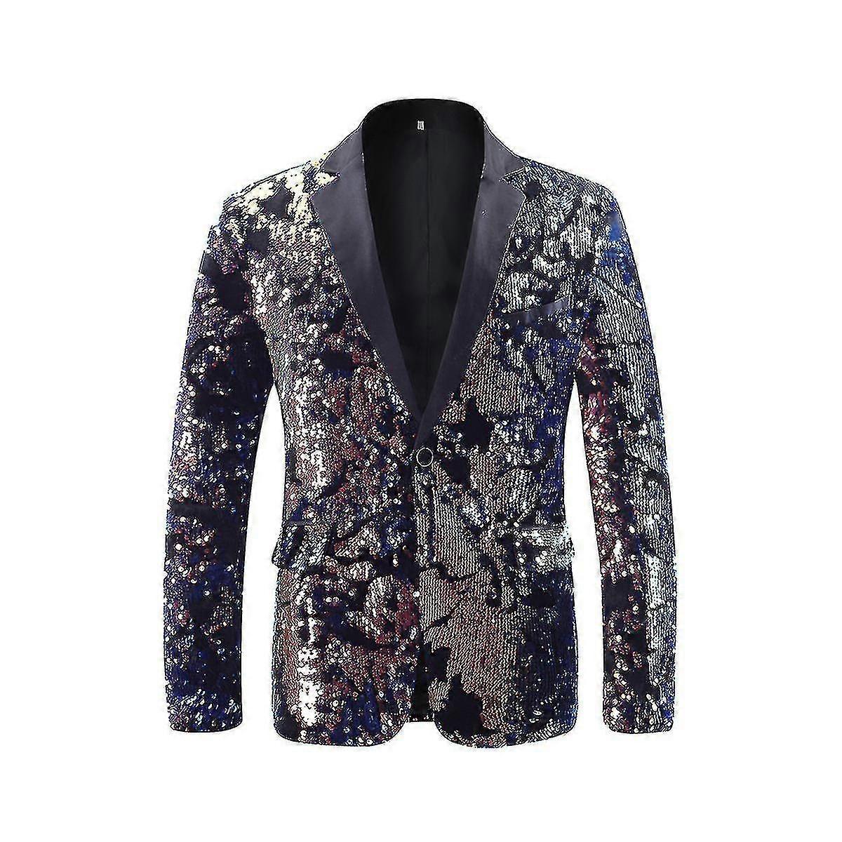 Mens Blazer Colorful Sequins Shining Party Suit