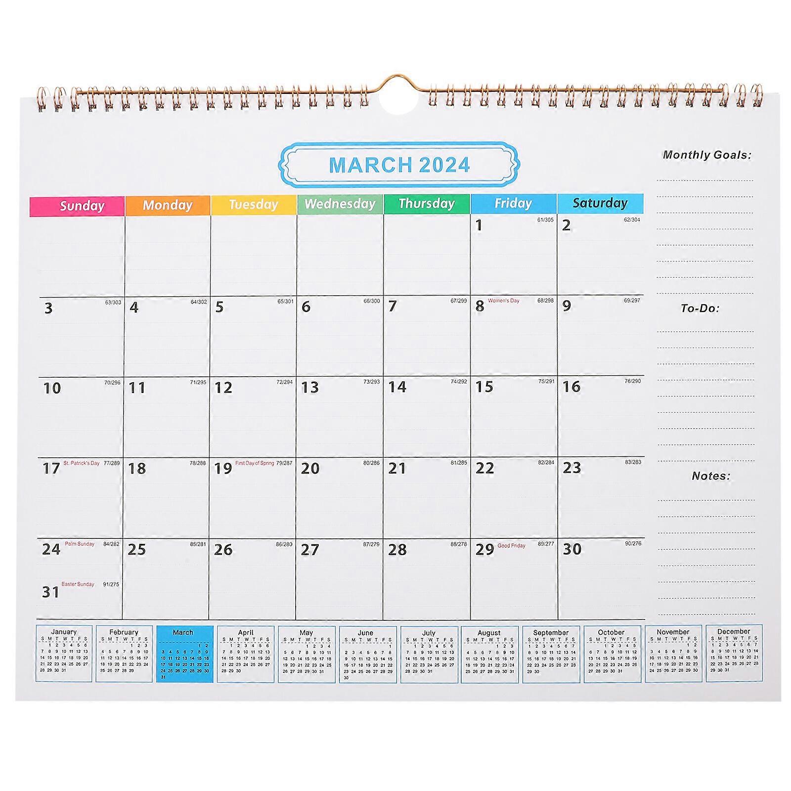 Wall Calendar for Organizing Countdown Calendar Hanging Calendar Monthly Calendar