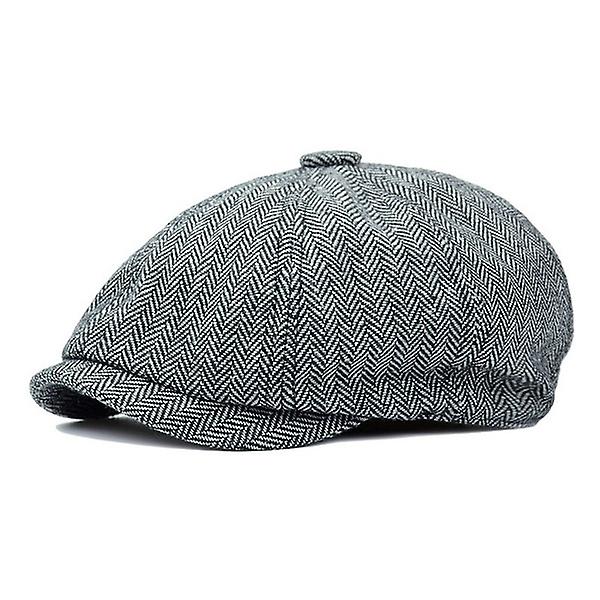 Flat Top Hat Herringbone Baker Hat Cotone Newsboy Cappello Beret Gray