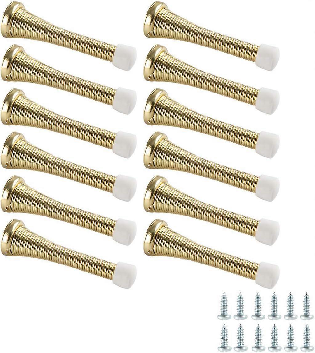Spring doorstop, polished brass, 12-piece set