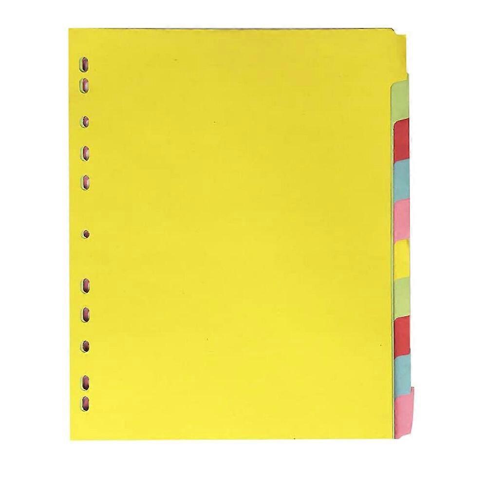 12 Pcs Coloré Onglet Diviseurs A4 Index Étiquettes Classées 11 Trous Classeur Diviseurs