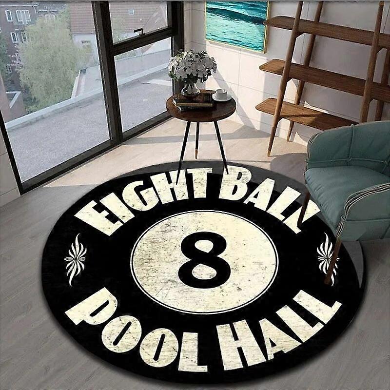 Simulation Billard 8 kugletæppe runde gulvtæpper Anti-slip badegulvmåtte Toiletgulvmåtte tæpper til stue tæpper