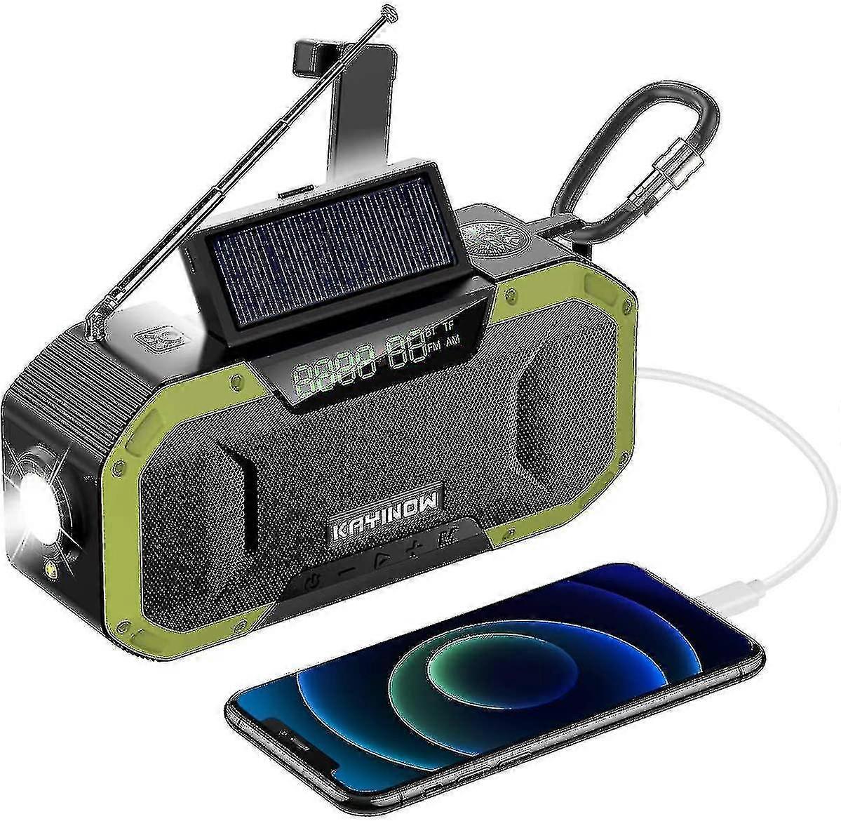 緊急ラジオ、セペダポータブルラジオワイヤレススピーカー、Noaaホーム&屋外天気ラジオとAm / fm、ハンドクランクラジオ(緑)